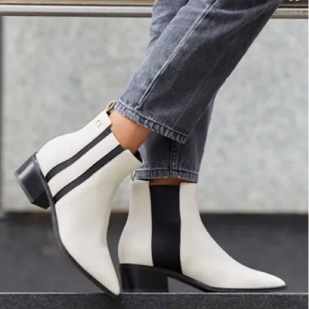 Cole Haan Valorie Bootie (45mm) Pointy Toe Chelsea Boot - Ivory Princess Leather